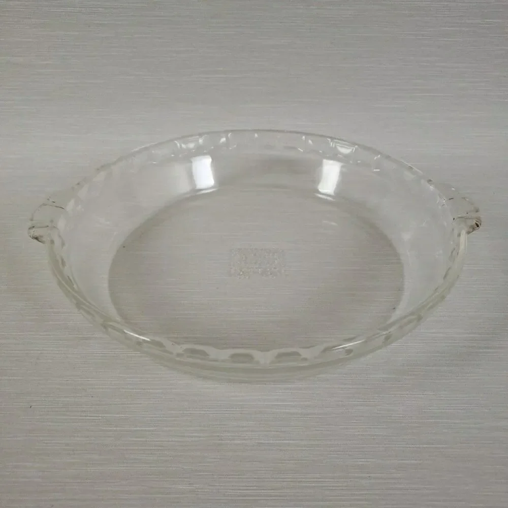 Pyrex Pie Plate 229 23cm #18 Fluted Deep Dish Clear Glass Bakeware VTG MCM